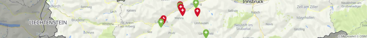 Kartenansicht für Apotheken-Notdienste in der Nähe von Jerzens (Imst, Tirol)